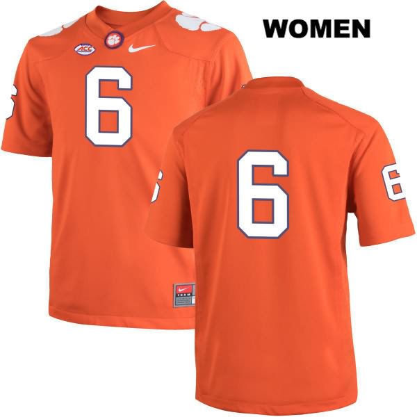 Women's Clemson Tigers #6 Mike Jones Jr. Stitched Orange Authentic Nike No Name NCAA College Football Jersey TMN5846ID